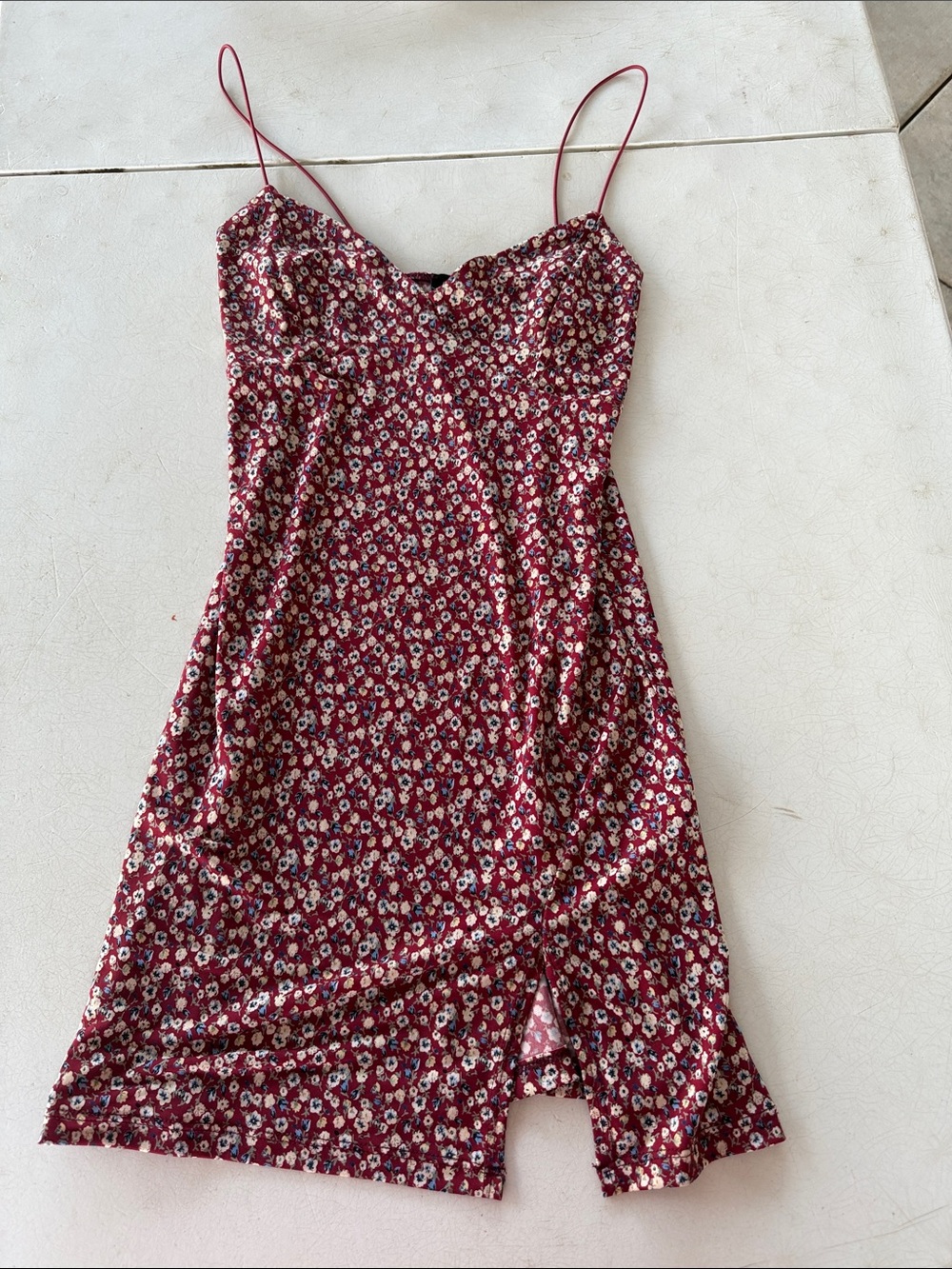 Lovely Day Burgundy Floral Midi Slip Dress